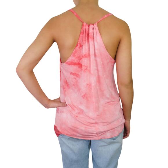 Y2k Pink Tie Dye Flutter Mesh Cami Tank Top Medium - Picture 2 of 6